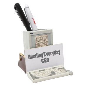 Vintage  90s FIGI Ceramic Computer Pen Pencil Business Card Holder Mouse Office